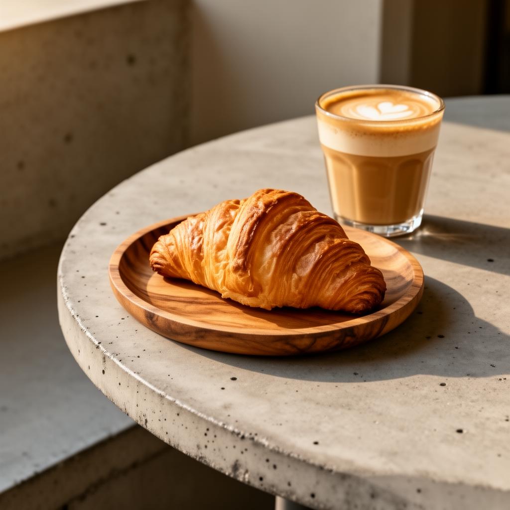 Croissant artesanal y flat white